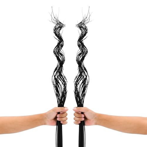 LEEWADEE Hojas De Palmera Onduladas - 2 Manojos De Coloridas Ramitas Rizadas para Jarrones De Suelo, Arreglos Secos para Casas Vintage O Modernas, 100 cm, Marrón Oscuro