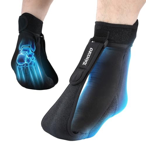 Tolaccea Férula Nocturna Para Fascitis Plantar Con Calcetín De Compresa Fría, Gel De Hielo Completo Y Paquete De Gel De Arco Refrescante, Alivia Pie Caído Y Dolor De Talón (S/M)
