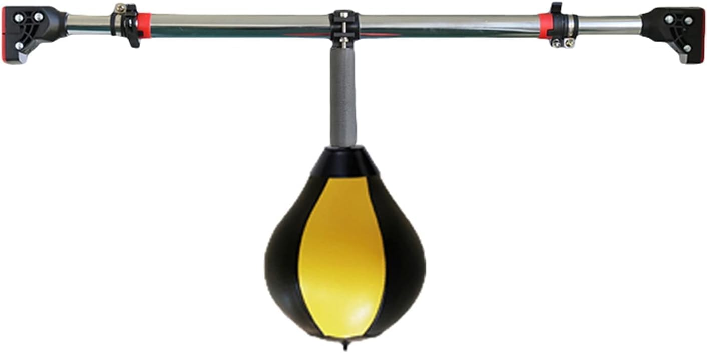 Speed Bag for Boxing, Hallway Entrance Doorway Punching Bags Wall-Mounted, Adults Kids Speed Boxing Reflex Ball Height Adjustable, Horizontal Bar & Inflatable Ball
