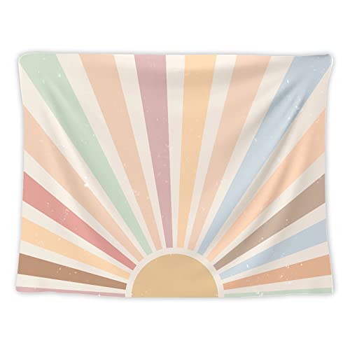 Mositu Sun Tapestry Vintage Wall Hanging Retro Rainbow Tapestry Sunset Sunrise Tapestry Sun Wall Hanging Decor For Bedroom Living Room (47.2X 59Inch) #TOP7