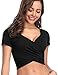 Womens Crop Top Shirts Short Sleeve Summer Tees Basic Solid Tops Black S