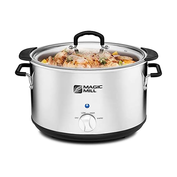 Magic Mill Extra Large 10 Quart Slow Cooker With Metal Searing Pot & Transparent Tempered Glass Lid Multipurpose Lightweight Slow Cookers, Pot is Safe to Put the On the Flame, Dishwasher Safe Magic Mill Extra Large 10 Quart Slow Cooker With Metal Searing Pot & Transparent Tempered Glass Lid Multipurpose Lightweight Slow Cookers, Pot is Safe to Put the On the Flame, Dishwasher Safe