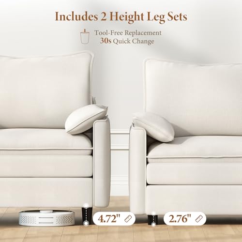 Image of Vesgantti 142 inch U Shaped Sectional Couch, Comfy Cloud Modular Sectional Sofa with 2 Ottoman Deep Seat Chenille Modern Cloud Sofa, Modular Sofas for Living Room, Bedroom and Apartment, Snow White