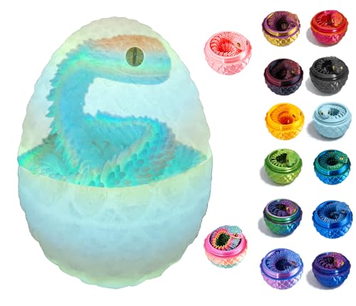 3D Printed Snake Toys, Flexible 3D Eco-Friendly Animal Toy, ADHD Fidget Snake, Unique Desk Pet for Collectors, Stress Relief & Home Decor (Candy Fluorescent Egg, 11.8')