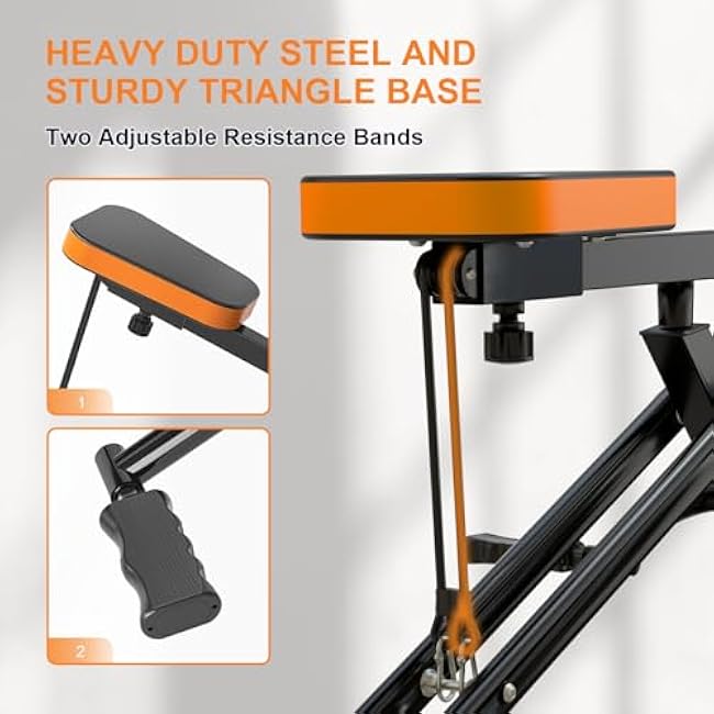 RIVANO Squat Machine, Ab Workout Equipment, 220lbs Loading Capacity Rowing Machines for Home Foldable with Adjustable Resistance Bands and Display, Exercise Trainer for Botty Butt Thighs