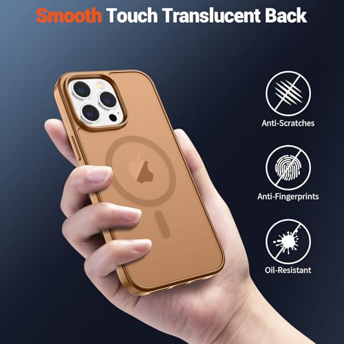 Image of SUPFINE Magnetic for iPhone 13 Pro Case (Compatible with MagSafe) (Military Grade Drop Protection) Slim Translucent Matte Shockproof with Anti-Fingerprint Phone Case,Brown