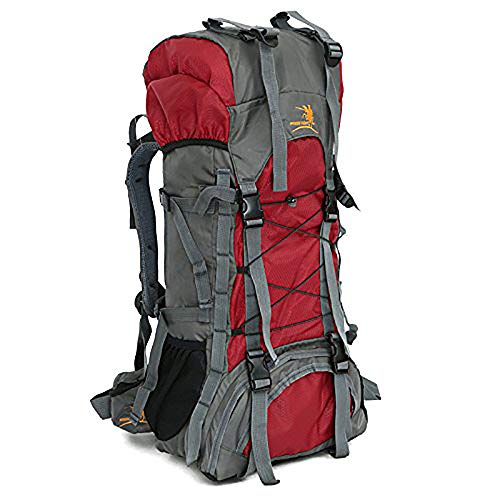 60L Internal Frame Hiking Backpack,Outdoor Sport Travel Daypack for Climbing Camping Touring (Red)