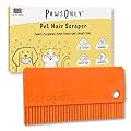 PawsOnly | Pet Hair Remover Scraper for Sofa, Car, Furniture, Clothes, Bedding & Rugs | Reusable & Portable | Dog & Cat Fur Lint Removal Rubber Tool | Double Sided Handheld Fluff Cleaning Rake