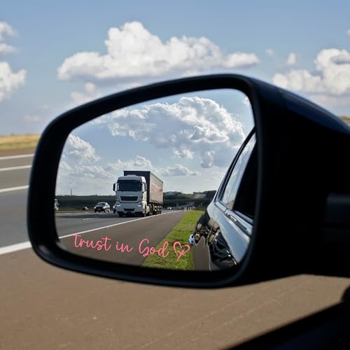 Image of Miarita 3X Trust in God Rearview Mirror Decal, Vanity Mirror Stickers, Rear View Mirror Sticker, Car Mirror Stickers (Trust in God Pink)