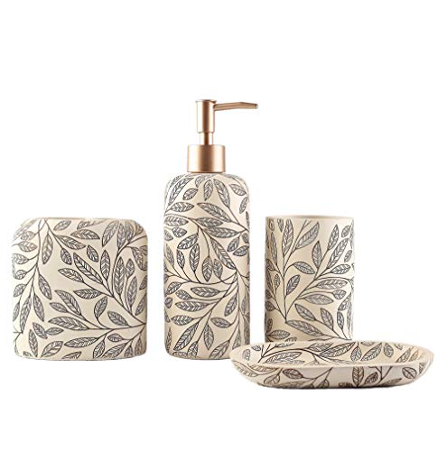 Hymmah Bathroom Accessories Set,Toothbrush Holder,Farmhouse Bathroom Decor,4 Pcs Resin Gift