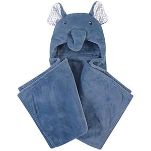 Little Treasure Unisex Baby Plush Hooded Blanket, Chevron Elephant, One Size