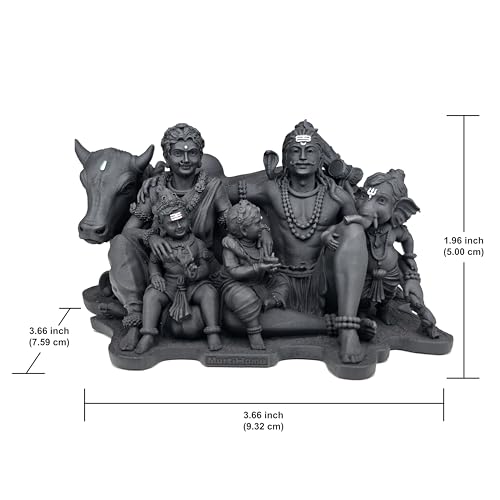 Image of MurtiHome The Perfect Family Idol of Shiva, Shiv Parivar Murti | 5 cm Tall Small Black Color Figure Made From UV Resin, Crafted by 3D Printer for Car Dashboard, Home, Office, Gift