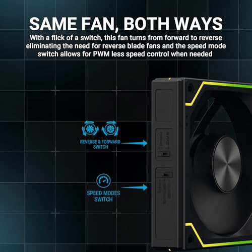 Image of Ant Esports ShiftFlow 3-In-1 120mm ARGB Stackable Fan Kit with Forward /Reverse, Speed Control Switch and Wire Free Daisy Chain - Black