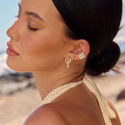 OSIANA Baroque Lace Ear Cuff for Women, 14K Gold Plated Clip On Non Piercing Wrap Earring with Cubic Zirconia Sparkling Cartilage Huggie4