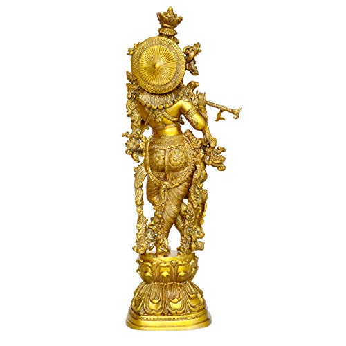 Image of AONA Brass Krishna Big Size Idol Statue Sculpture Height 29 inches, Religious