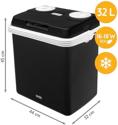 Bild 1 - TZS First Austria - Kühlbox 32L elektrisch 12V 230V Anschluss für Auto & Steckdose - Thermoelektrische Cool Box kühlt & wärmt - Mini Kühlschrank mit Griff - Für Camping, Festivals, Reisen - Schwarz