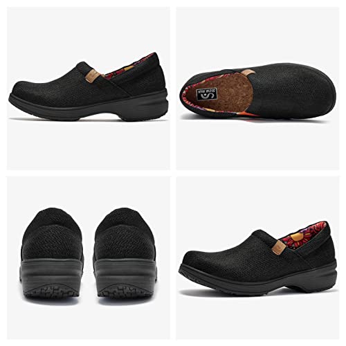Women's Professional Medical Health Care Shoes - Non Slip Comfortable Work Nursing Shoes Waterproof And Oil-Proof Slip On Chef Food Service Walking Shoes With Arch Support Breathable Clogs Black, 9.5 #TOP2