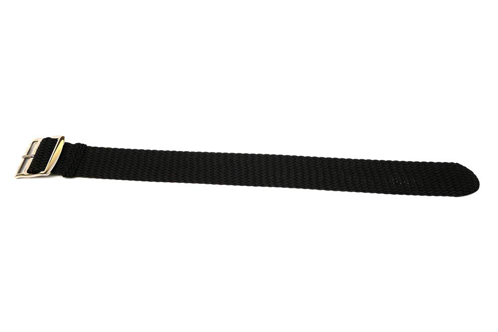 daluca geflochten Nylon Uhrenarmband Perlon-– Schwarz (poliert Schnalle): 22 mm