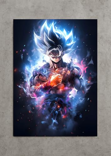Image of NIJUKA Anime Printed Metal sheet Poster For Home And Room Decoration | For Anime Art Fans Boys And Girls (Dark space goku Ui)
