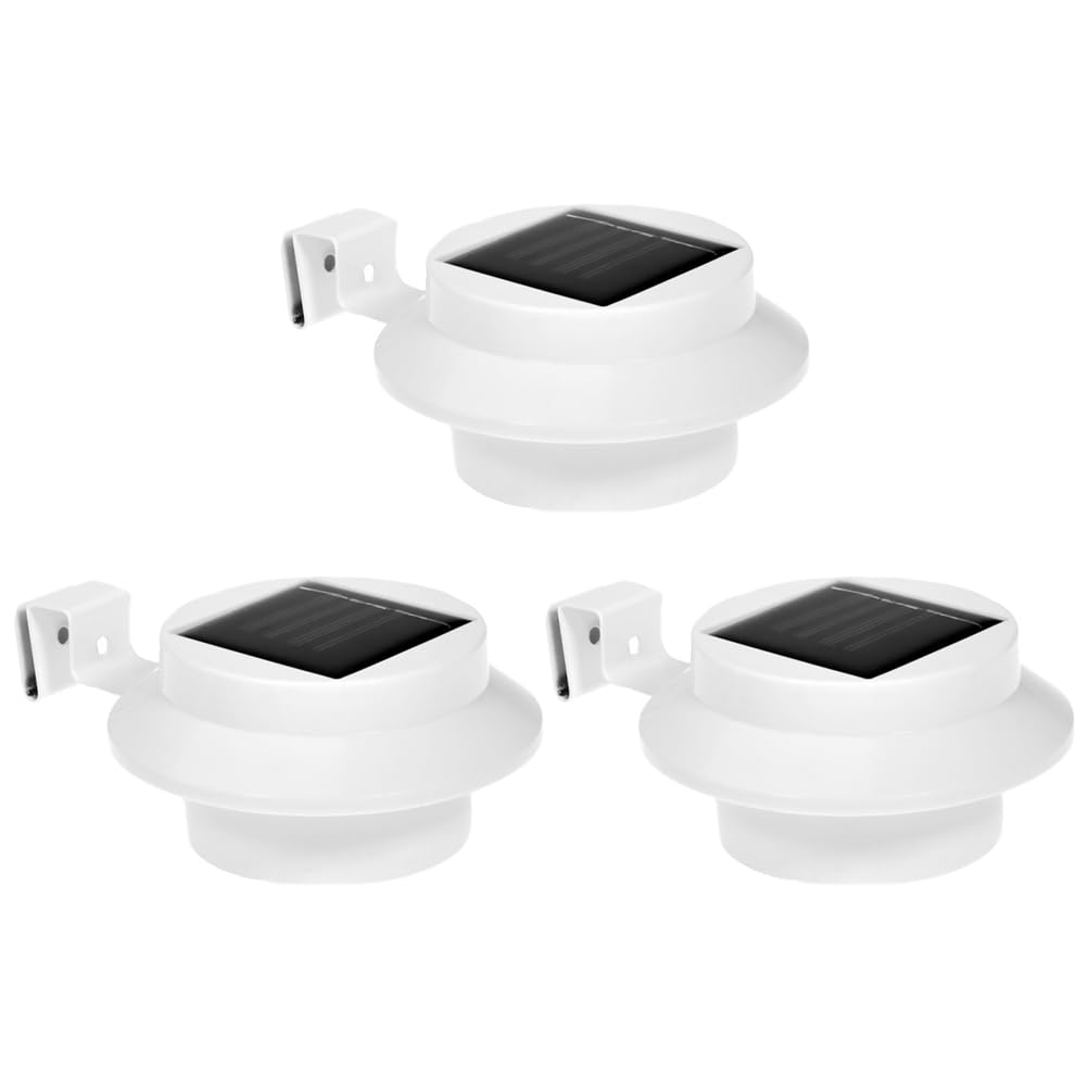 POPETPOP Solar Fence Lights Outdoor Waterproof Led Gutter Lights with Rechargeable Battery 3-Pack for Garden Pathway Decking and Courtyard Lighting