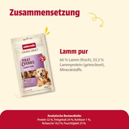 animonda GranCarno Meat Chunks Hunde Leckerli Lamm Pur (60 g)