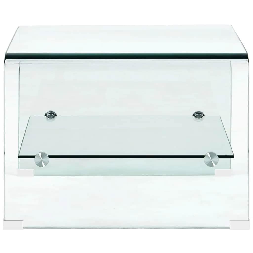 vidaXL Tavolino da caffè Elegante Pratico Decorativo Moderno Tavolo Basso da Salotto Trasparente 50x45x33cm in Vetro Temperato con Ripiano in MDF