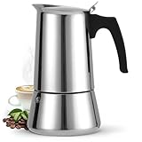 Godmorn Espresso Maker Stovetop, Moka Pot 9 Cups 450ml (Italian Espresso Cup = 50ml), Induction Hob Espresso Maker with Valve (Water Level Do Not Exceed), Espresso Coffee Maker