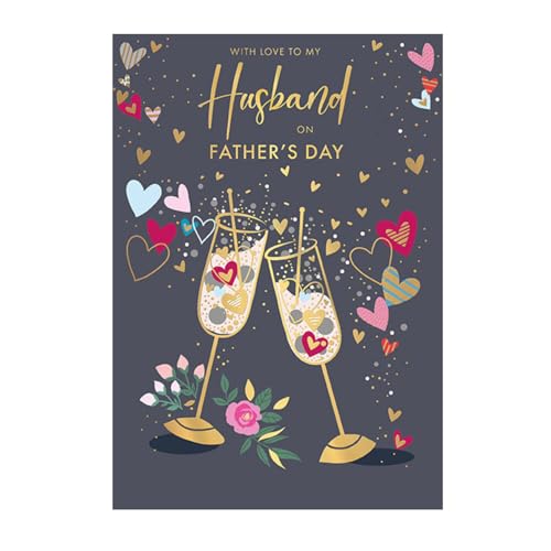 WORDS N WISHES Happy Fathers Day Card for Husband Meaningful Message Greeting from Wife Premium Quality for Partner Dad or Grandad 23.5 x 16.5 cm