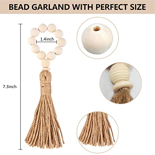 Wood Bead Napkin Rings - Klogtsind Set Of 6 Natural Wooden Beads Napkin Holders With Tassels Elastic, Boho Napkin Buckles For Farmhouse Wedding Party Home Table Decoration #TOP2