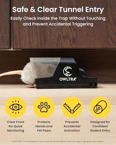 OWLTRA in-/Outdoor Safe Extra Large Plastic Tunnel Snap Rat Trap 2PCS, Instant Kill Rodent Snap Trap with Clear Tunnel Entry, Touch-Free Release,... - Image 3