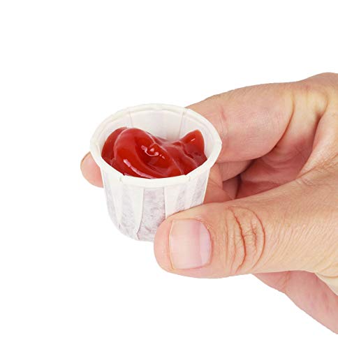 Golden Apple, 0.5oz-250ct White Treated Paper Souffle Portion Cups for Measuring, Medicine, Samples, Jello Shots,Harvest Paper. Compostable Souffle, Portion Cup