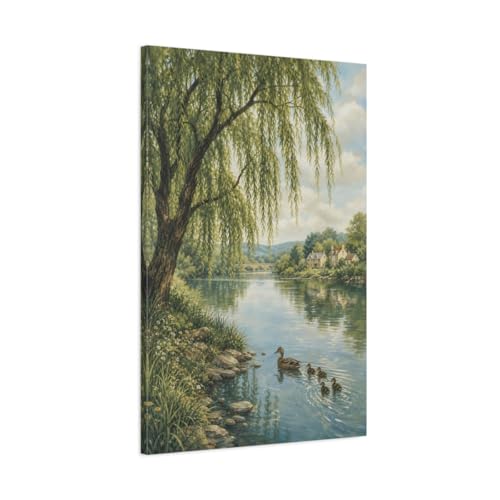 Toile saule décoration salon moderne grand format vertical 60x90