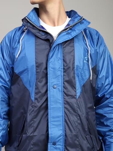 Image of Shasmi Grey Rain Coat for Men Waterproof Raincoat with Pants Polyester Double Layer Rain Coat For Men Bike Rain Suit Rain Jacket Suit Inner Mobile Pocket with Storage Bag (Rainy 172)
