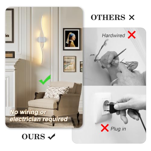 Image of KARTOOSH Wireless Wall Sconces Set of 2, Dimmable LED Sconce with Remote | Battery Operated Wall Sconce with 3 CCT Night-Light Timer Memory Modern Wall Sconces for Living Room, Hallway, Bedroom