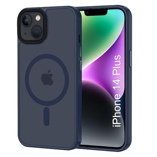 Image of iPhone 14 Plus Magsafe Hard Back Case | Matte Design & 360 Protection | Military-Grade Apple iPhone 14 Plus Cover | Strong Magnet Back - Blue
