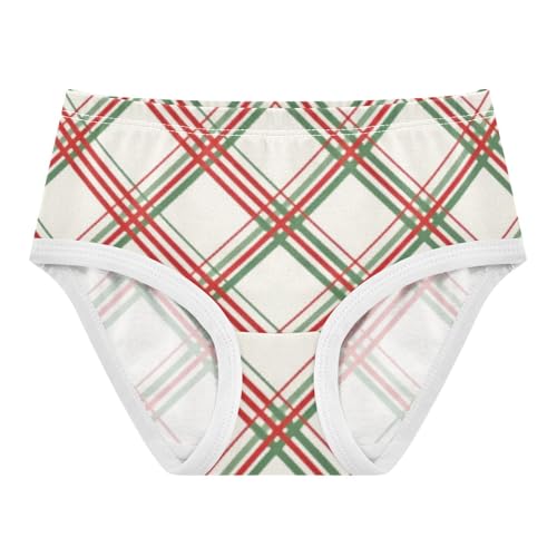 Green Red Plaid Girls' Hipster Triangle Panties Organic Underwear for Young Girls in Sizes 2T,3T, 4T, 5T, 6Y and 8Y