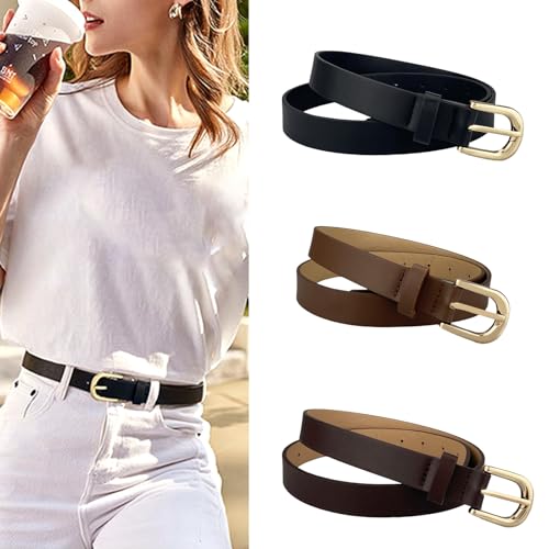 Stylish Women PU Leather Belt With Gold Buckle Design For Enhancing Various Outfit Waist Decorative Accessories2