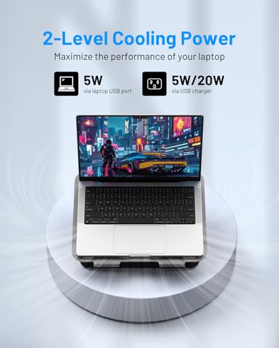 Image of Adjustable Laptop Cooling Stand with Detachable Thermoelectric Cooler, 360 Rotation Base, Solid Carbon Steel, 20Db Ultra-Quiet, 2-Power Peltier Cooling Pad for Laptop up to 16-inch