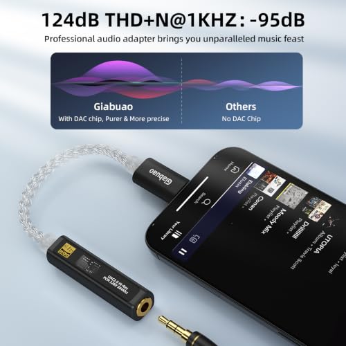 Image of USB C to Aux 3.5mm Audio Adapter with Dual Chip CX31993+MAX97220,Portable DAC Amp Dongle Headphone Amplifier with Silver-Plated Cable,Compatible with iPhone 15 /16 /17 /Android /Samsung /Mac /PC