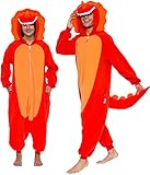 FUNZIEZ! Adult Triceratops Costume - Plush One Piece Dinosaur Costume - One Piece Pajama (Orange, 2X-Large)
