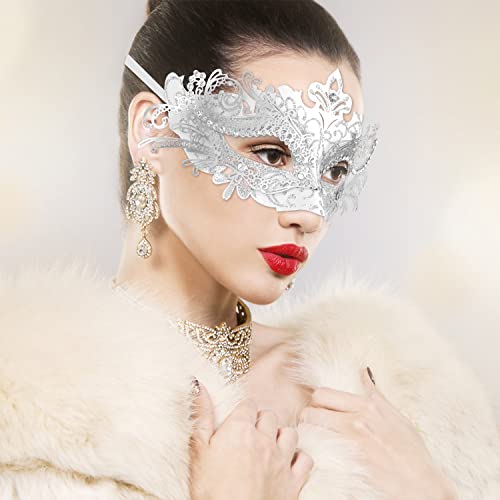 Couple Masquerade Metal Masks Venetian Halloween Costume Mask Mardi Gras Mask Cosplay Party Costume Ball Wedding Party Mask (Black+White) #TOP1