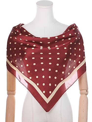 Women Polka Dots 35" Large Scarf, Vintage Satin Silk Like Square Neckerchief Head Wrap Bandanas Neck Scarves2