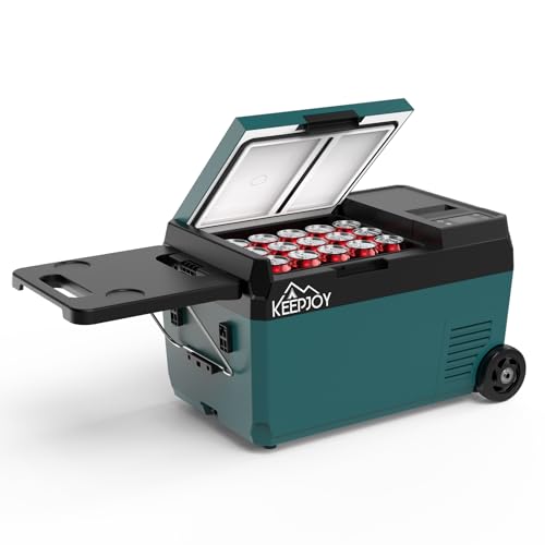 KEEPJOY ポータブル冷蔵庫 22L 車載冷蔵庫 交換バッテリー式 マキタ互換対応 冷蔵冷凍切替 -20℃~20℃ 39dB静音 コンプレッサー式 屋外長時間対応 AC100V DC12V/24V 持ち運びラクラク 家庭用 アウトドア 車中泊 キャンプ 防災用 F22-B0-A0(バッテリー無し・工具バッテリーアダプター無し)