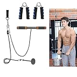 N/H Poleas Gimnasio para Casa, AolKee Sistema de Cuerda de Equipo de Gimnasio en Casa Musculacion para Bíceps, Tríceps, Antebrazo, Entrenador de Resistencia de Rodillos Equipo Accesorios Gimnasio
