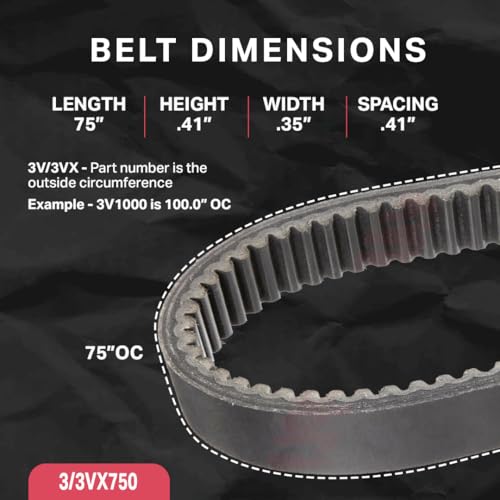Image of BESTORQ 3 /3VX750 Rubber V-Belt, Banded /Cogged, Black, 75 inch Length x 1.218 inch Width x 0.41 inch Height