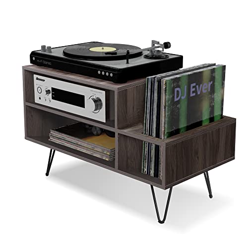 tonchean Support pour tourne-disque vinyle avec pieds en métal pour chambre à coucher, salon Gris 86,6 x 46 x 53,6 cm - Les Beatles, Paul McCartney, John Lennon, RIngo Starr, George Harrison tonchean Support pour tourne-disque vinyle avec pieds en métal pour chambre à coucher, salon Gris 86,6 x 46 x 53,6 cm