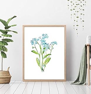Forget-me-not Blue Flower Forget Me Not Poster Watercolor Painting Print Art Wall