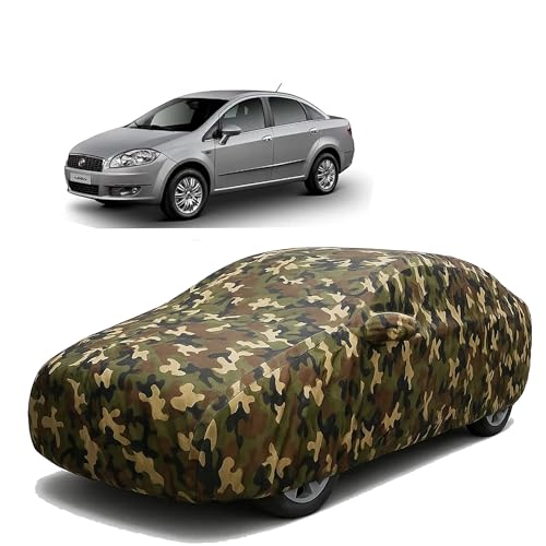 Image of Sulfar 100% Waterproof Car Body Cover Compatible with Mirror for Fiat Petra with Long Lasting Durable Material (Triple Stitched, Full Bottom Elastic, Camouflage Army)