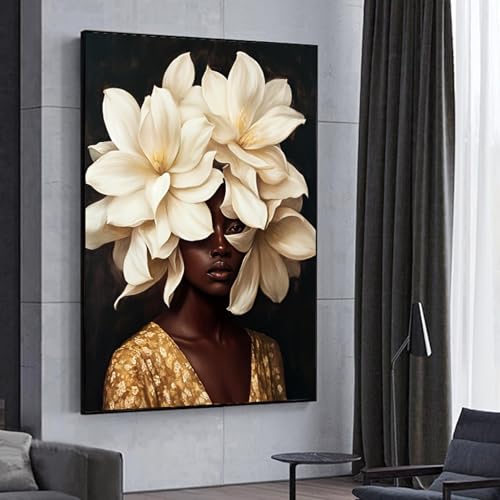 Impression sur toile moderne de femmes africaines 40x65cm cadre inclus