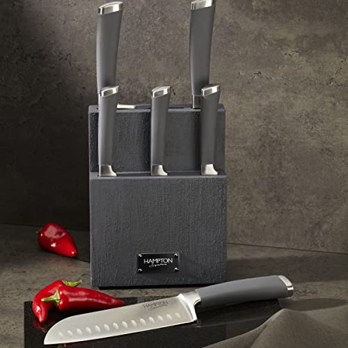 Hampton Forge Beton 7 Piece Textured Block with Knives, one size, Taupe/Grey - Image 4